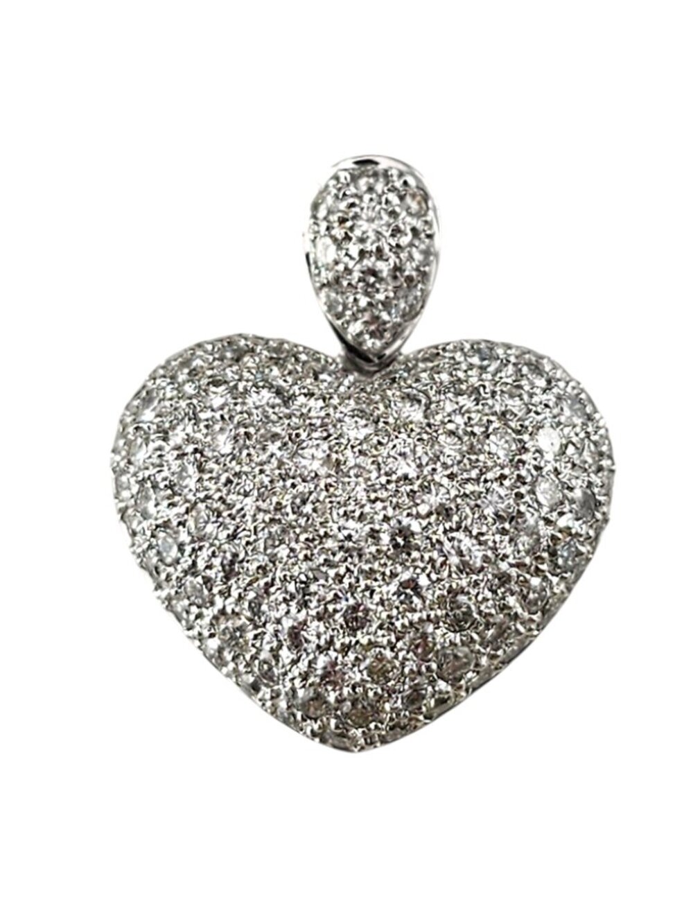 18K White Gold Pave Diamond Heart Pendant #25635